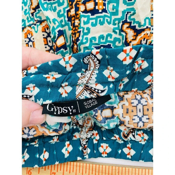 Gypsy 05 Global Village Mosaic Rayon Pants Geometric Boho Hippie Size S - Picture 5 of 11